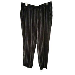 Jessica Simpson Lounge BoHo Beachy Black & White Striped Wide Ankle Crop Pants L